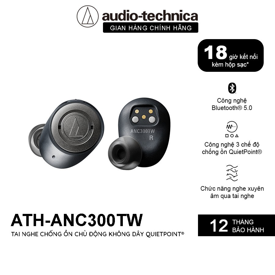 Tai Nghe Không Dây Chống Ồn Chủ Động ANC QuietPoint Audio-Techncia ATH-ANC300TW - Hàng Chính Hãng