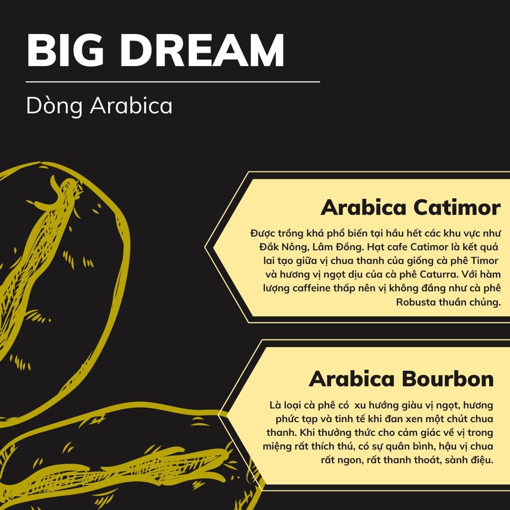 Cafe việt ARABICA CATIMOR 125g cà phê nguyên chất hương vị chua thanh đắng nhẹ tinh tế pha Espresso - Big Dream Coffee