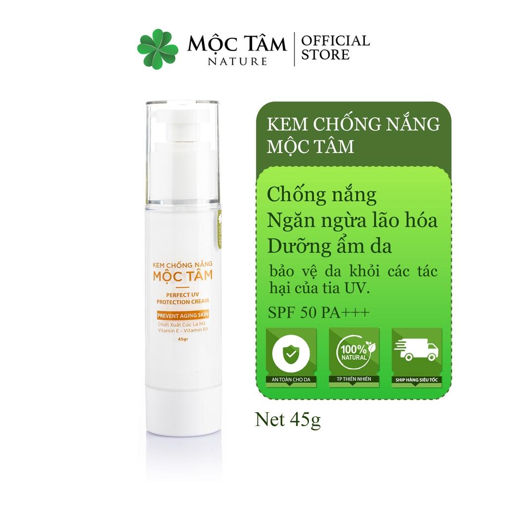 Kem Chống Nắng Mộc Tâm SPF50 PA+++ 45g - Ngăn Chặn Tia UV, Dưỡng Ẩm, Ngừa Lão Hóa