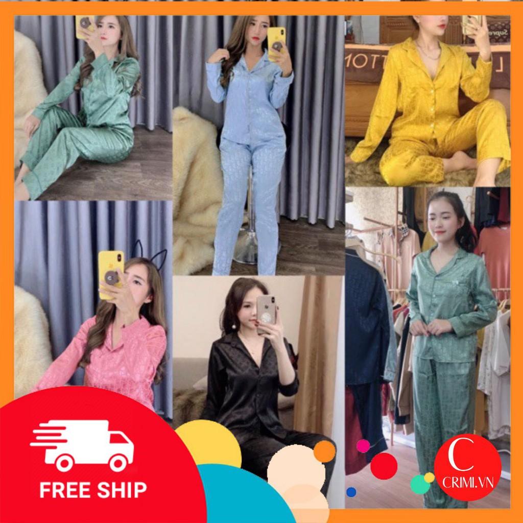 Bộ Pijama - Bộ Lụa Gấm Dài Tay Họa Tiết Đẹp