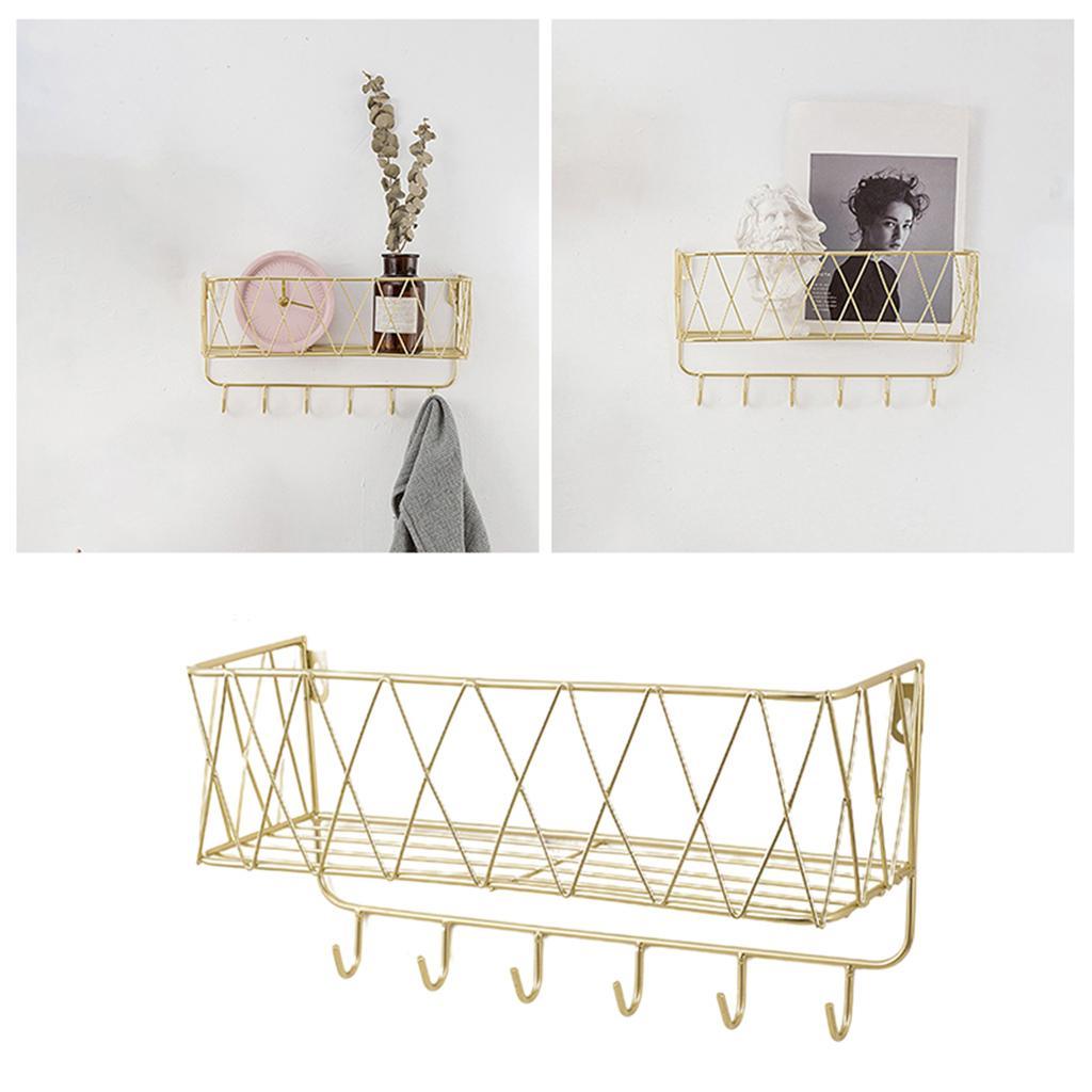 Key Rack Mail Holder Home Organizer Hooks Letter Sorter Shelf Storage Golden