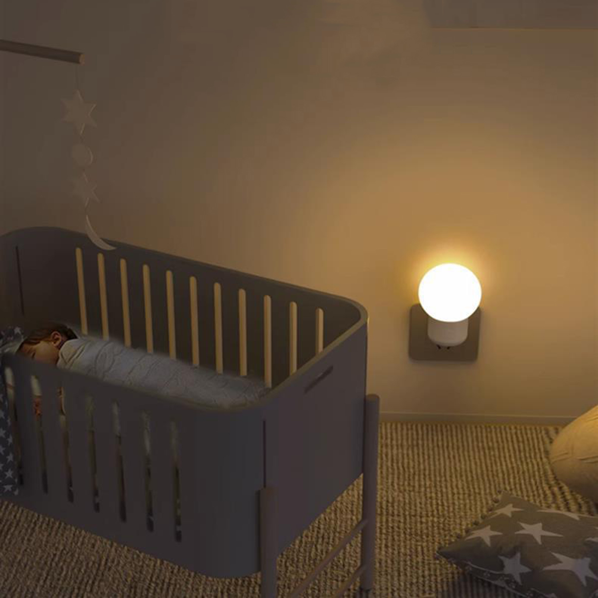 Đèn cảm ứng ánh sáng tự động bật sáng khi trời tối, đèn tắt khi trời sáng, ánh sáng 2 màu tùy chọn công suất 3W, phích cắm dẹp 2 chân