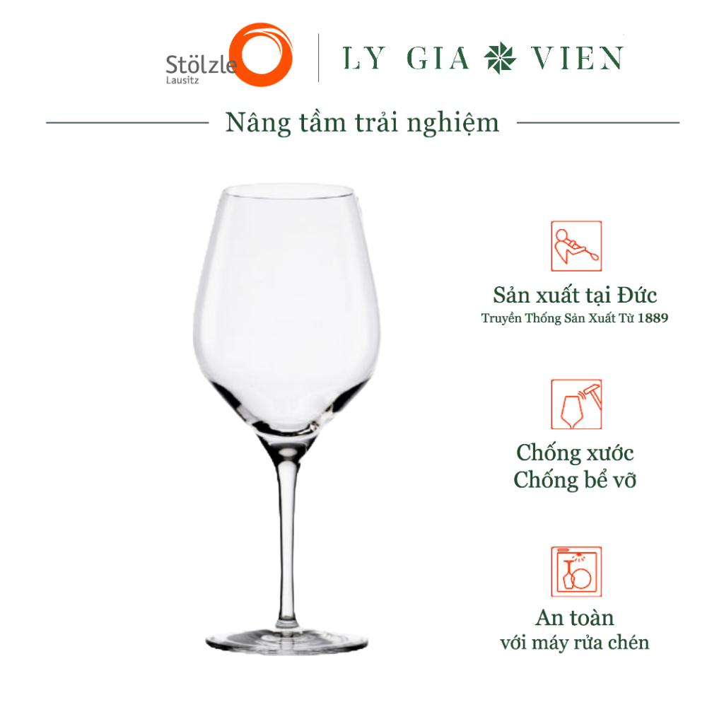 Ly Vang Đỏ Stoelzle Exquisit Red Wine Glass 480ml - Hình Dáng Cổ Điển - Hoàn Hảo Khi Thưởng Thức Các Loại Rượu Chianti Classico, Chianti Riserva Hay Montepulciano