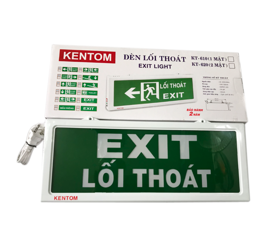 Đèn Exit lối thoát 2 mặt Kentom