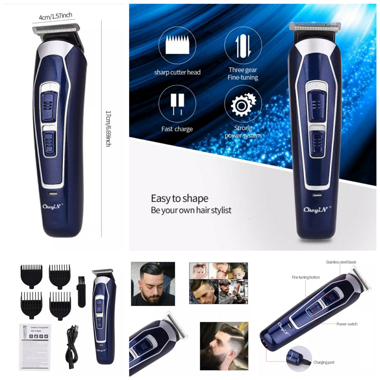 Tông Đơ Cắt Tóc Không Dây Chuyên Nghiệp KM-809A với 3 tốc độ điều chỉnh