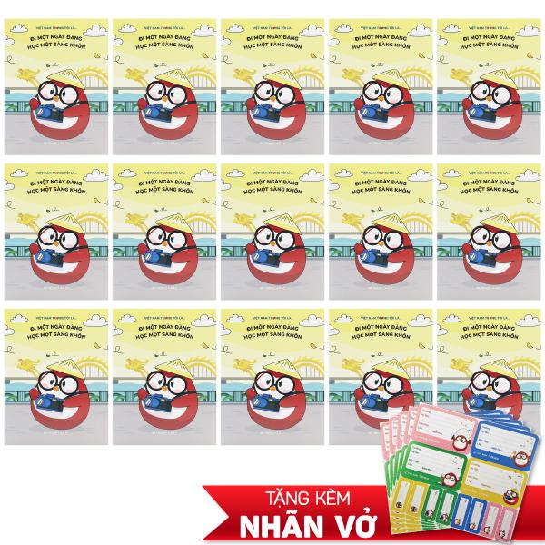 Combo 15 Tập Học Sinh Việt Nam Trong Tôi Là - Miền Nam - 4 Ô Ly - 96 Trang 60gsm - The Sun 04 - Tặng Nhãn Vở Kèm Sticker