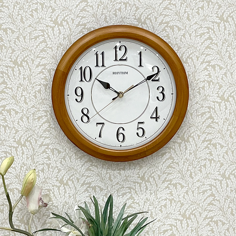 Đồng hồ treo tường RHYTHM (Wooden Wall Clocks) CMG131NR07 (Kích thước 30.0 x 4.6cm)