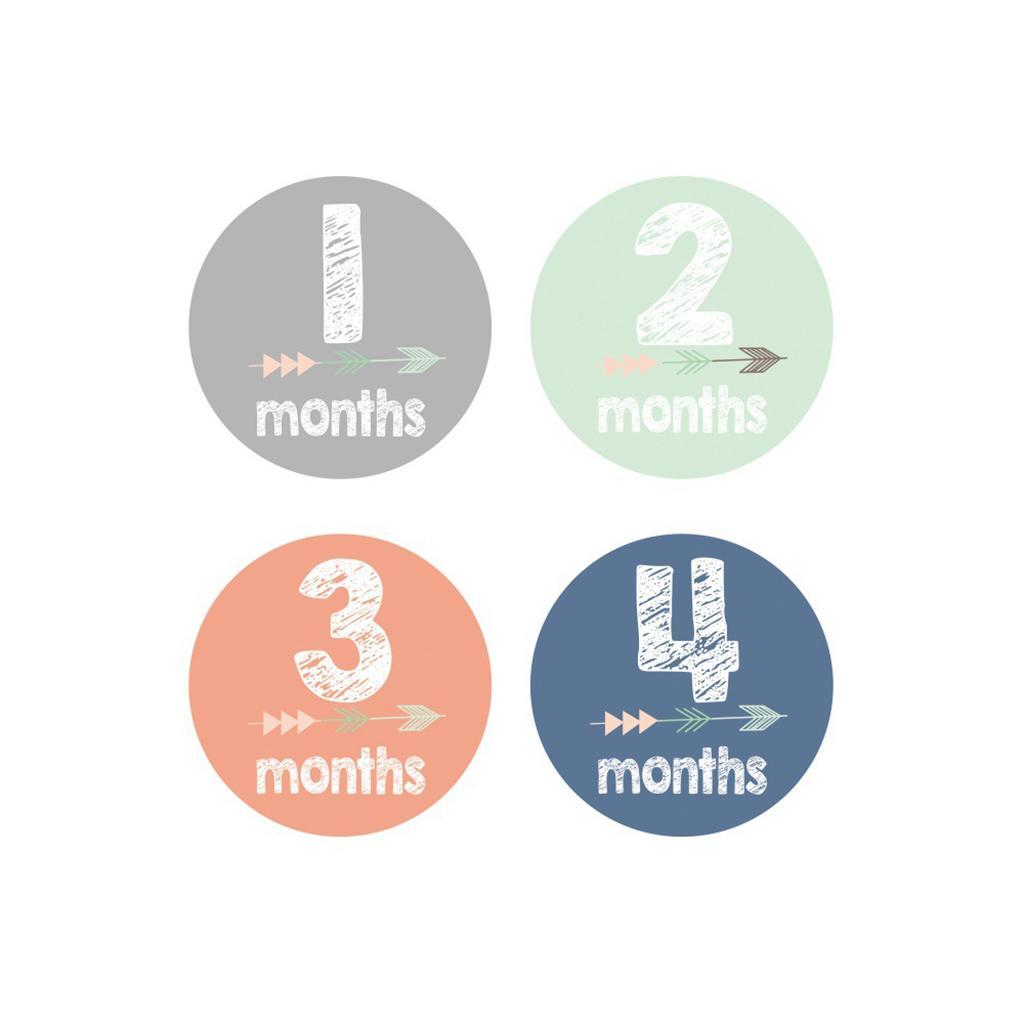 1-12 Months Baby Milestone Month Animal Stickers Baby Boys Girls Photo Props