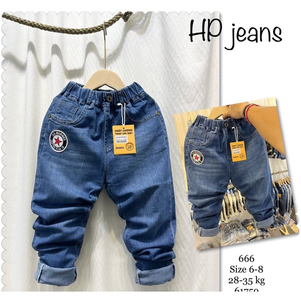 Quần jeans dài cho bé trai phối đồ đi chơi dự tiệc bigsize 23-30kg chất co giãn thoải mái