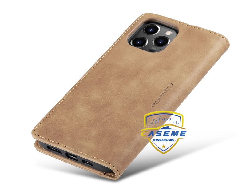 Bao da bò thật dạng ví dành cho iPhone 14 Pro Caseme - Hàng Nhập Khẩu