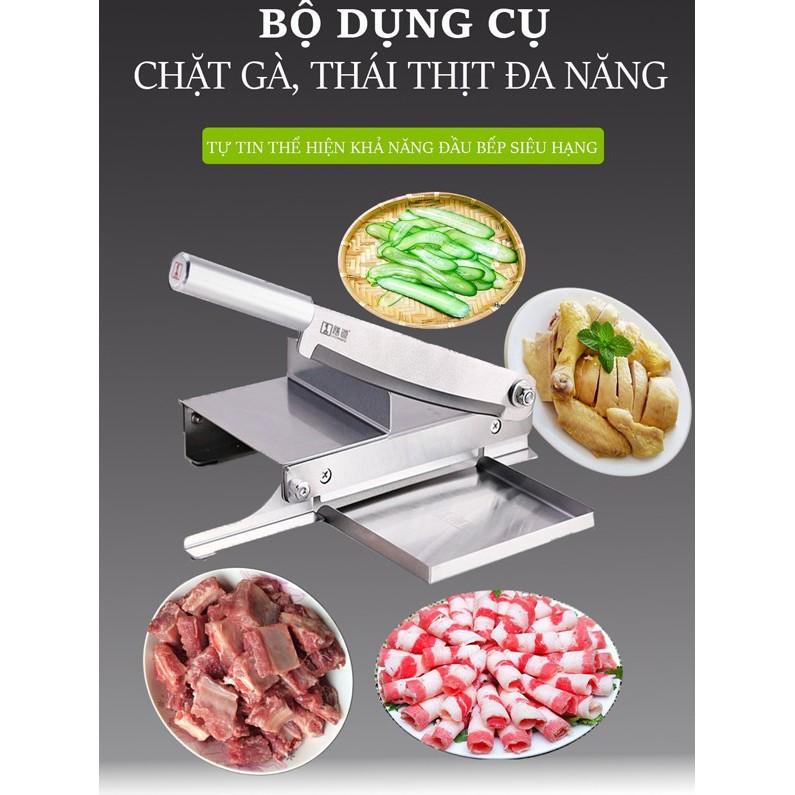 Dao Chặt Thịt Gà, Thái Thịt Bò Đông Lạnh, Thái Thuốc Bắc, Cắt Đa Năng KD0270, Lưỡi Thép 40CR14, Inox 430 - Tặng Tay Mài KD0315