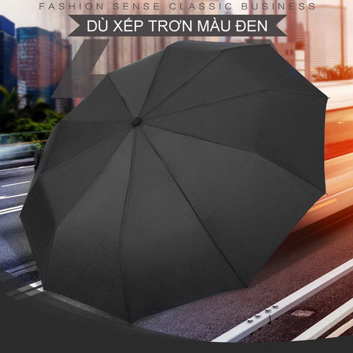 Ô dù xếp trơn màu đen