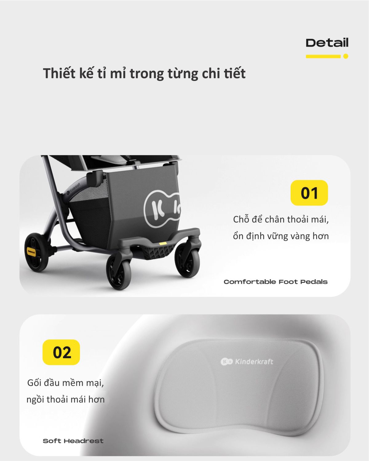 Xe đẩy gấp gọn tự động cho bé từ 6-36 tháng tuổi Kinderkraft KP6 - Màu xám