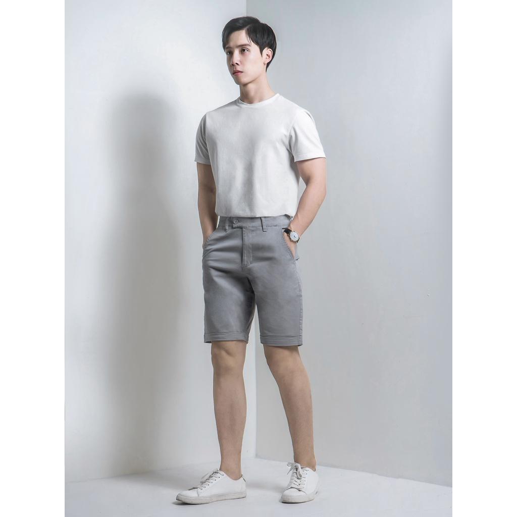 Quần Sooc Khaki trơn Ghi, Chất Liệu Khaki Co Giãn Form Slimfit CEFFYLO