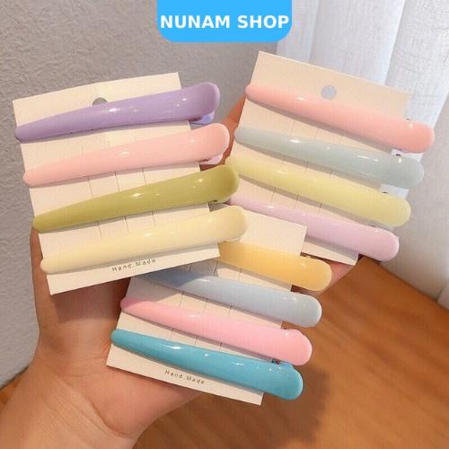 Set 5 kẹp tóc mỏ vịt màu trơn pastel cực xinh trang điểm làm tóc Nunam Shop