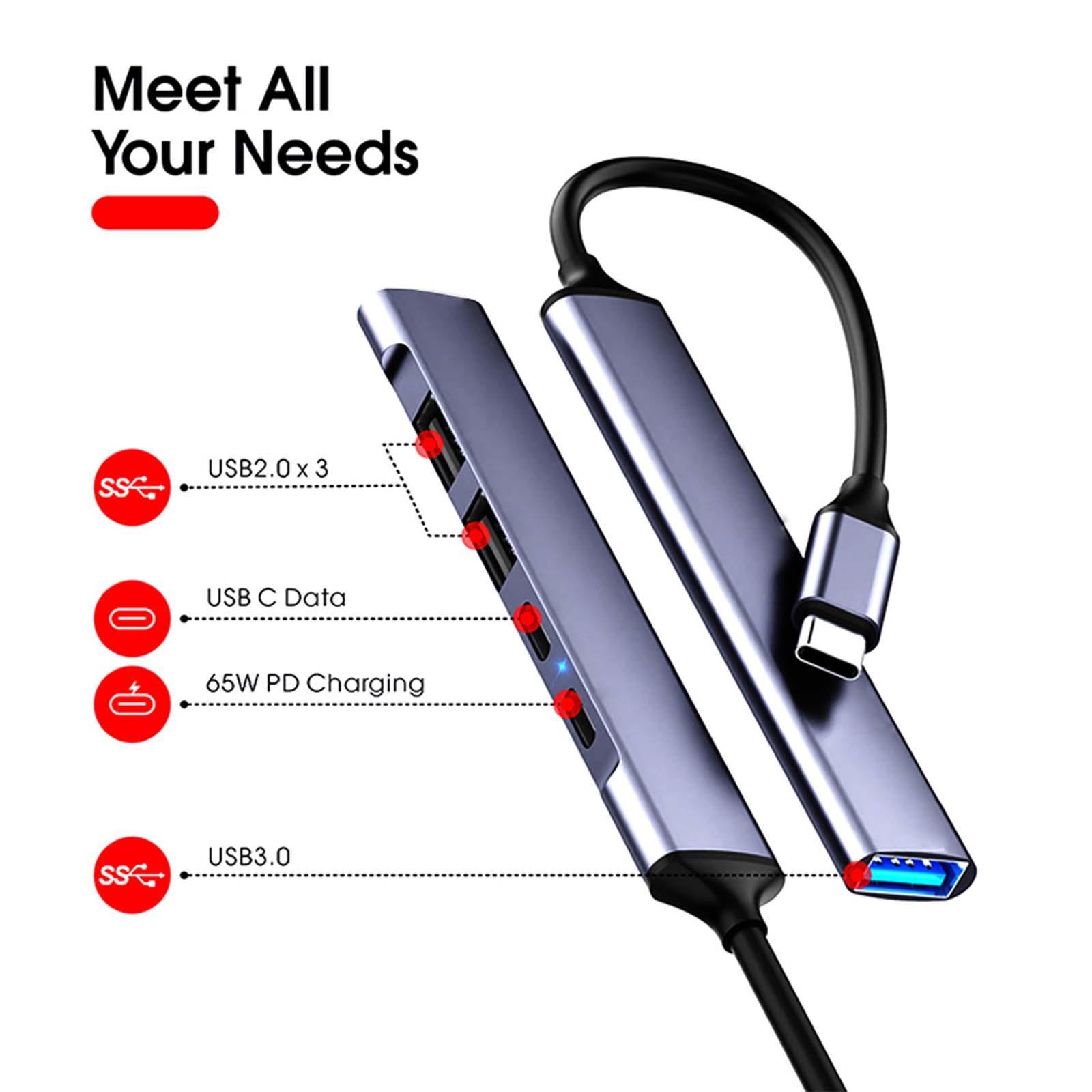 USB Hub 65W 1 USB 3.0 5Gbps Converter for Devices