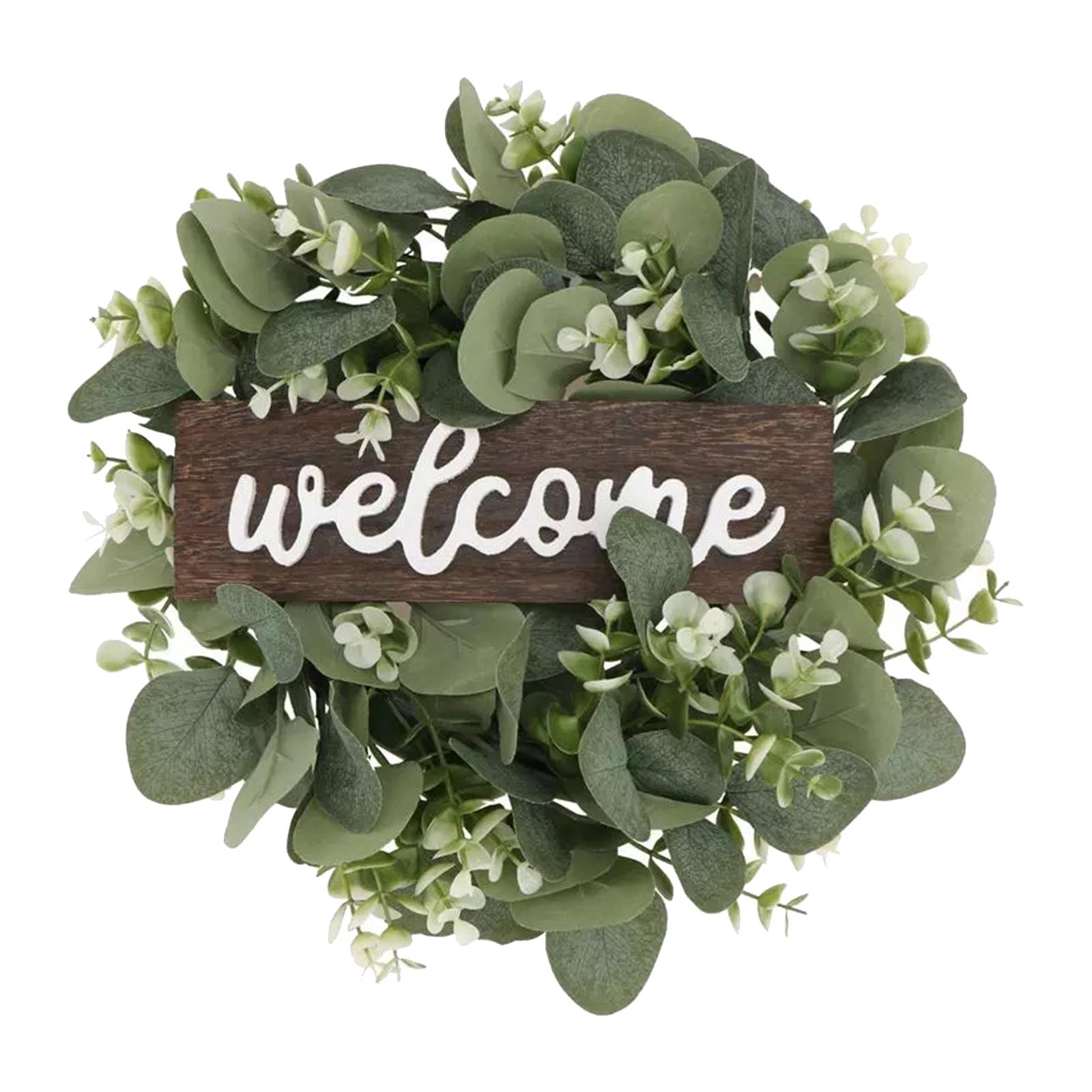 Welcome Sign Wooden Hanging Porch Wreaths for Front Door Decoration for Christmas, Restaurant, Home, Outdoor