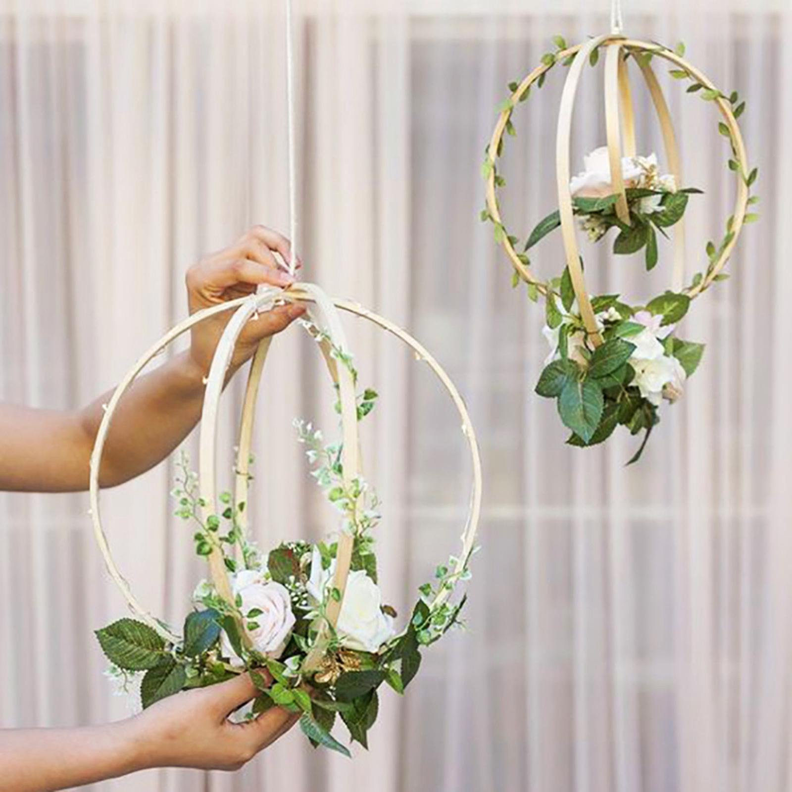 2Pcs Embroidery Hoops Bamboo Macrame Ring for DIY  Wedding Home