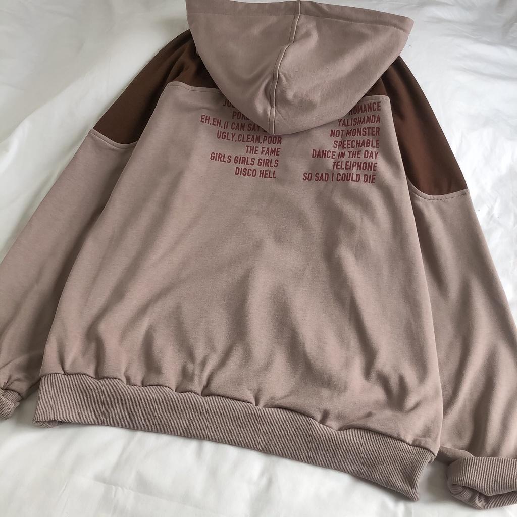 Áo Hoodie thêu hình MEANSTORE nỉ da cá có mũ oversize unisex nam nữ form rộng phong cách Hàn Quốc - Nâu sữa
