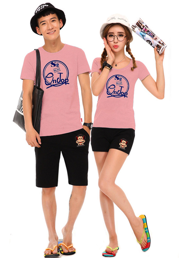 Bộ Áo Thun Đôi S2 - Màu Hồng Ruốc