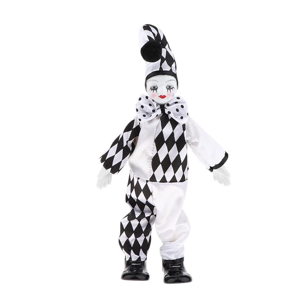 Porcelain Small Clown Doll, Funny Clown Model Figurines Crafts, G