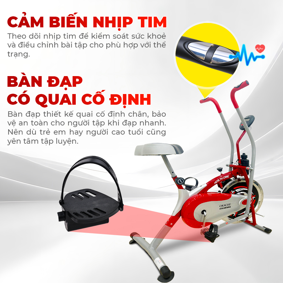 Xe đạp tập OKACHI JP-K10 (dòng cao cấp) Kết Hợp Tập Tay Và Chân, Khung Sườn Thép Dày, Chịu Tải Trọng Lên Đến 150kg