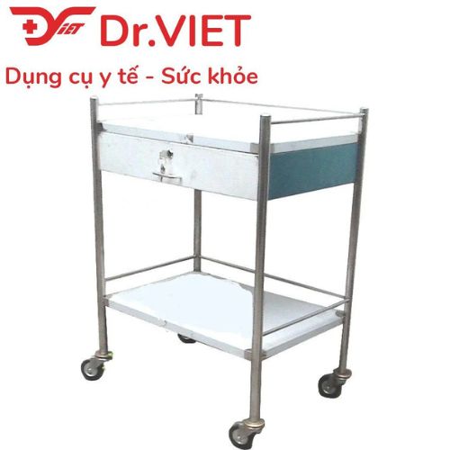 Xe đẩy inox 2 tầng 35x50cm DCG29 (có hộc)