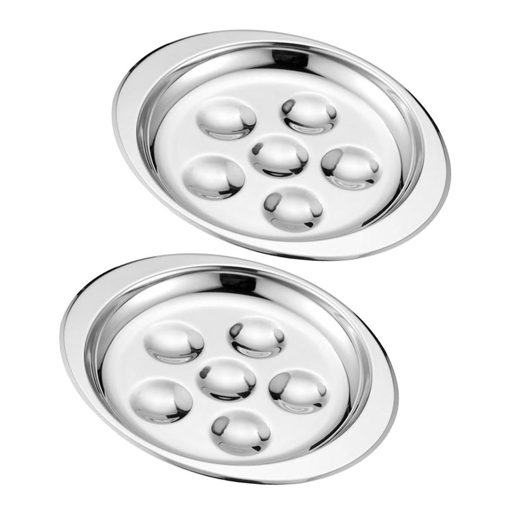 Set Of 2, Stainless Steel French Escargot Baking Plate Mushroom Snail Dish