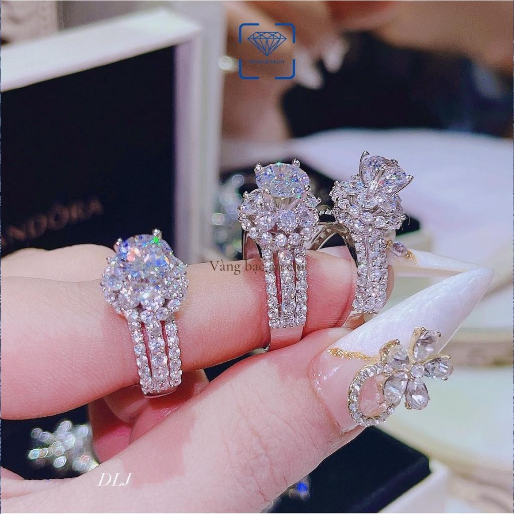 Nhẫn bạc nữ xi bạch kim đính trụ đá cao sang chảnh, trang sức Anchi jewelry