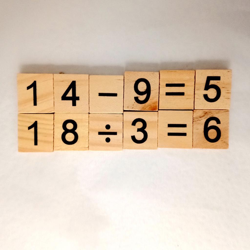 200 Pieces Wood Number Letters Tile Puzzle Blocks for Scrapbooking DIY Kids Crafts Game Toys