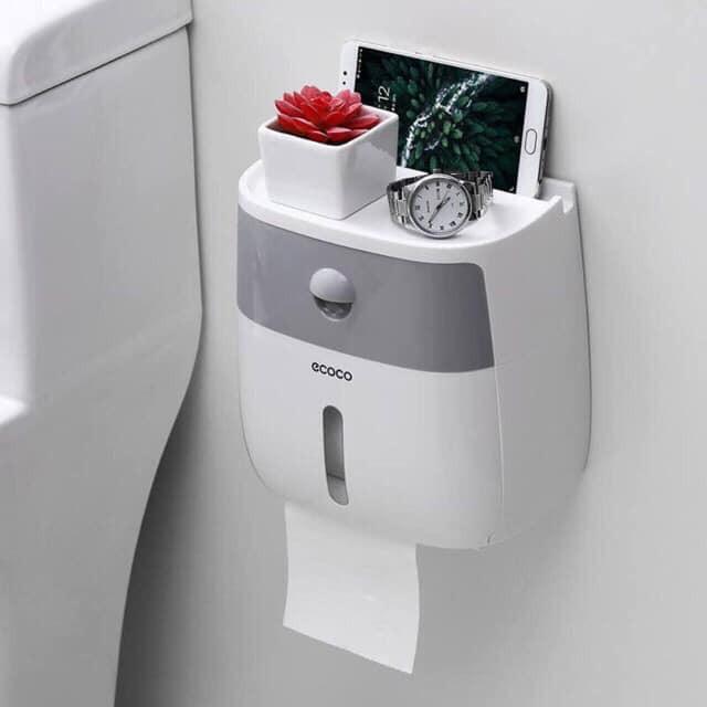 Hộp đựng giấy vệ sinh Ecoco dán tường không cần khoan đục có ngăn kéo chống nước hàng chuẩn