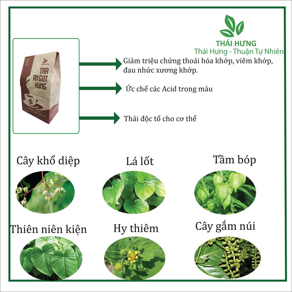 Trà An Gút Hưng Thái Hưng - Đào thải axit Uric, giảm cơn đau do gút