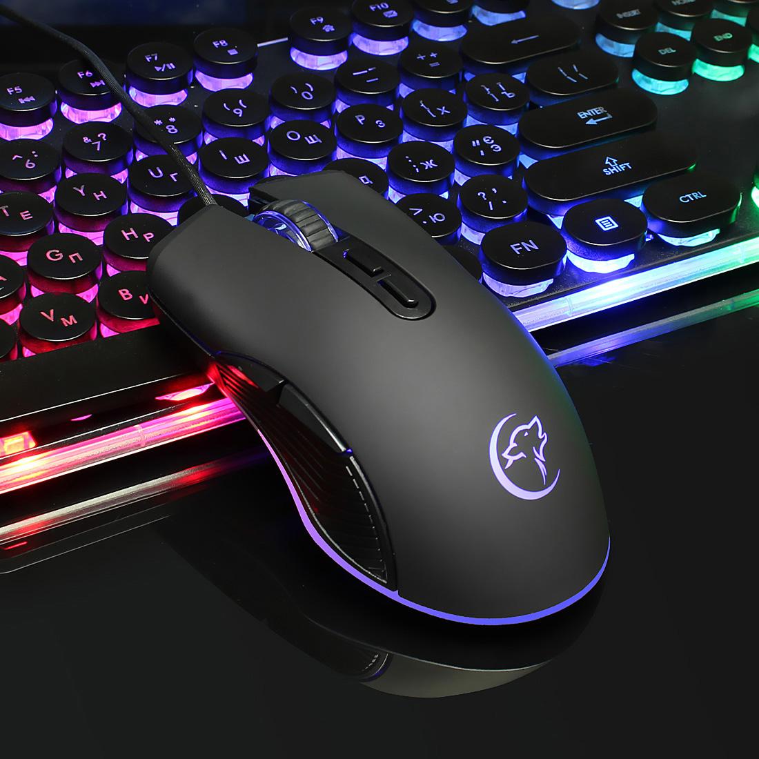 Chuột chơi game có dây YWYT G830 Chuột với 4 DPI có thể điều chỉnh Ánh sáng đầy màu sắc cho máy tính xách tay PC Màu đen