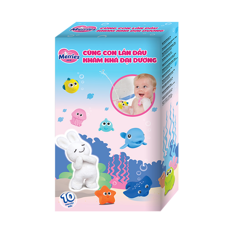 Combo 3 Tã Dán Merries Size S - 82 Miếng (Cho Bé 4-8 Kg) - Tặng 1 Bộ Đồ Chơi Nhà Tắm Cao Cấp