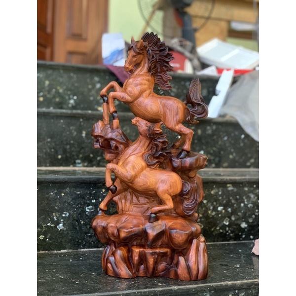 Ngựa song mã gỗ hương kt 50x23x14