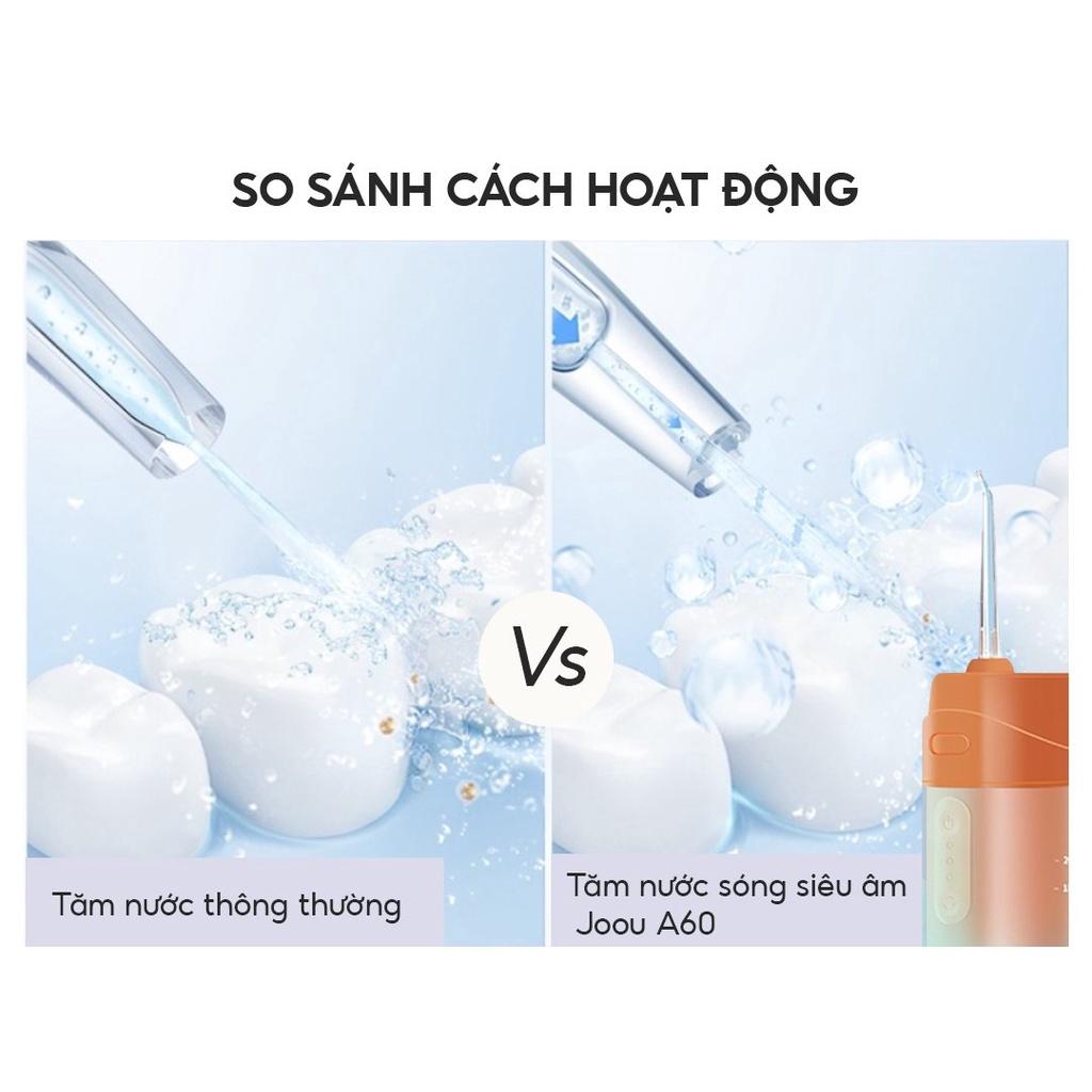 Tăm nước sóng siêu âm JOOU A60 làm sạch toàn bộ thức ăn thừa trong kẻ răng chỉ trong 2 phút