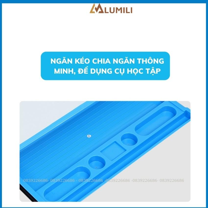 bộ bàn học chống gù chống cận bàn học thông minh lumili R12 có giá sách size 80cm