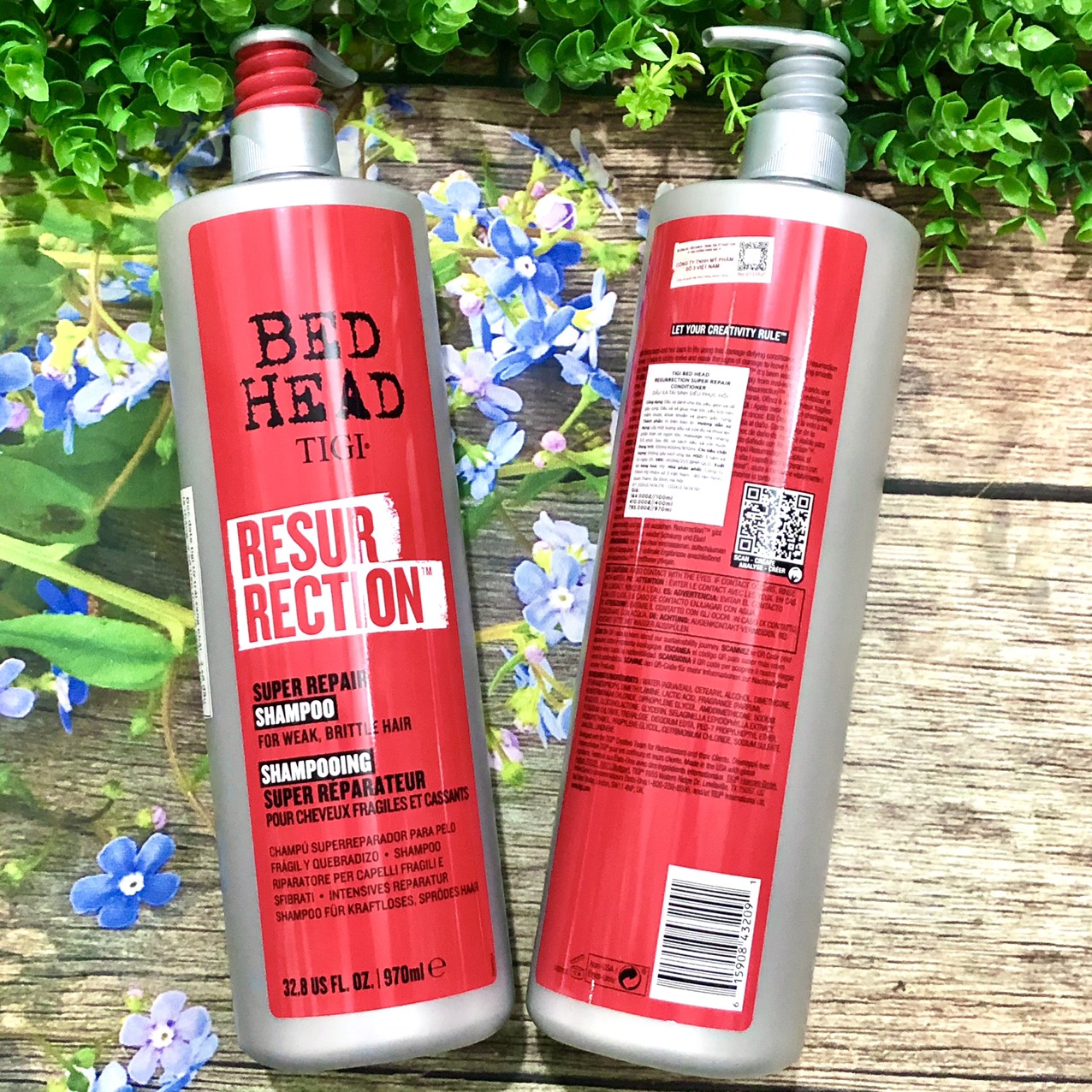 BỘ DẦU GỘI XẢ TIGI BED HEAD RESURRECTION SUPER REPAIR PHỤC HỒI TÓC HƯ TỔN MỀM MƯỢT MÀU ĐỎ USA 970ML*2 NEW