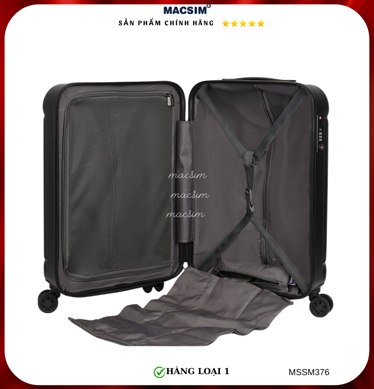 Vali cao cấp Macsim Smooire MSSM376 cỡ 20 inch và 24 màu đen - Hàng loại 1