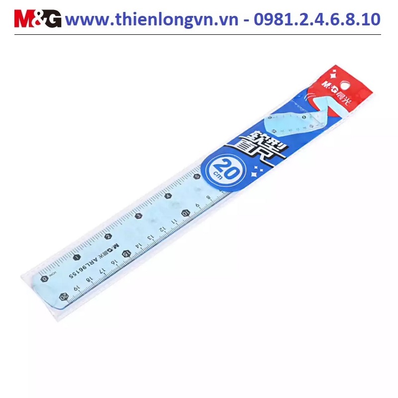 Thước kẻ dẻo 20cm M&amp;G - ARL96155 màu xanh