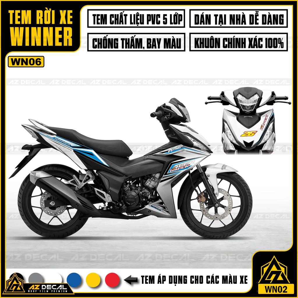 Tem Rời Dán Xe Winner V1 / 150 Mẫu HYPER | WN06 | Decal Chế Xe Chất Liệu PVC Chống Nước, Chống Bay Màu - Xanh Trắng