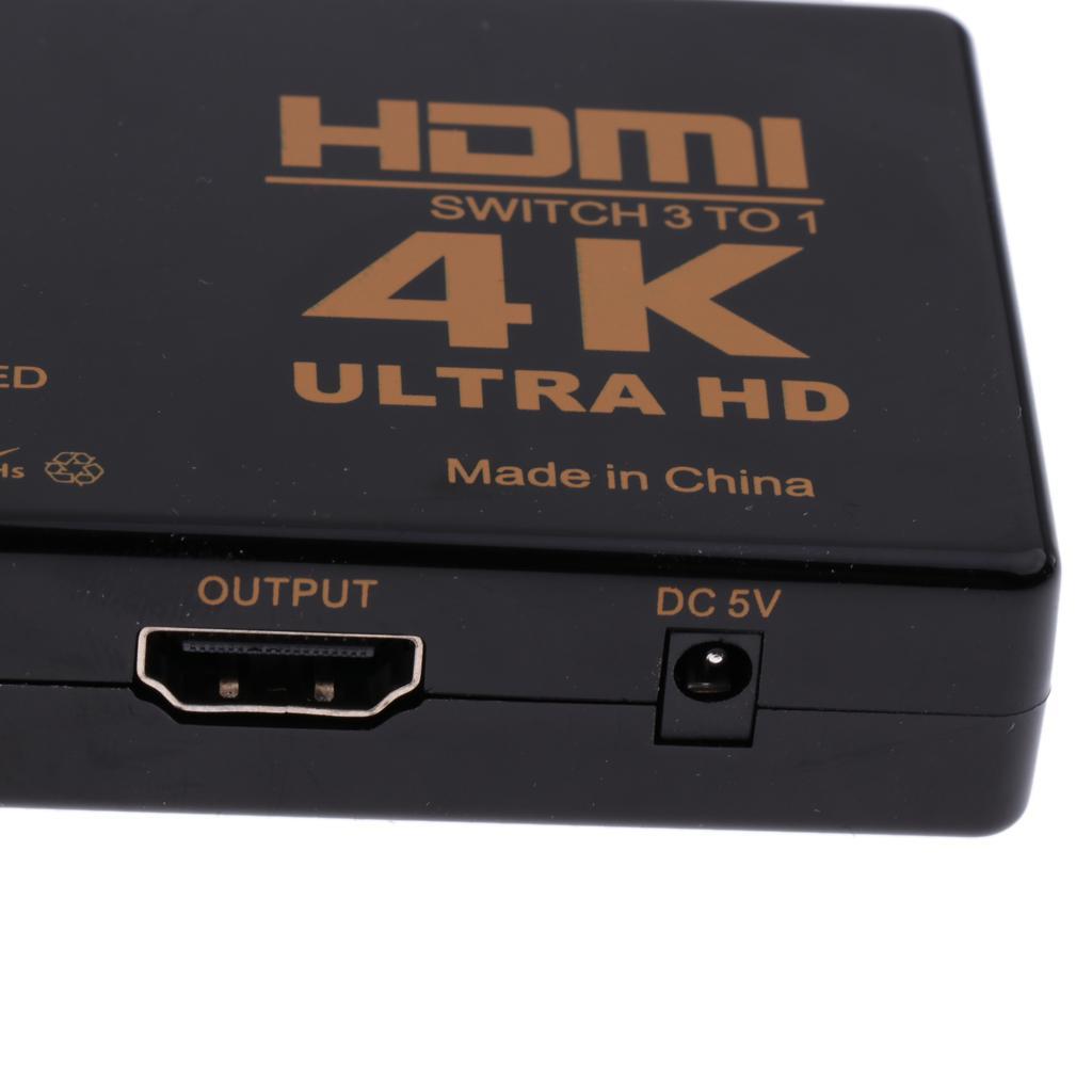 Switch 4k 3Port Switcher Splitter Supports 1080p 3D with Remote Control
