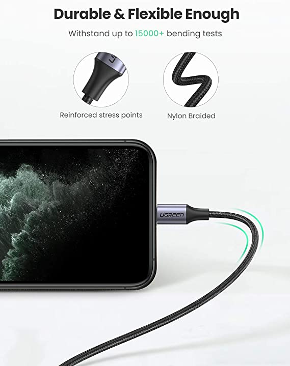 Cáp sạc nhanh USB-C sang Lightning MFI UGREEN US304, sạc nhanh 50% trong 30 phút cho iPhone 11 Pro Max / iPhone Xs Max / iPhone XR / iPhone 8 Plus - Hàng chính hãng