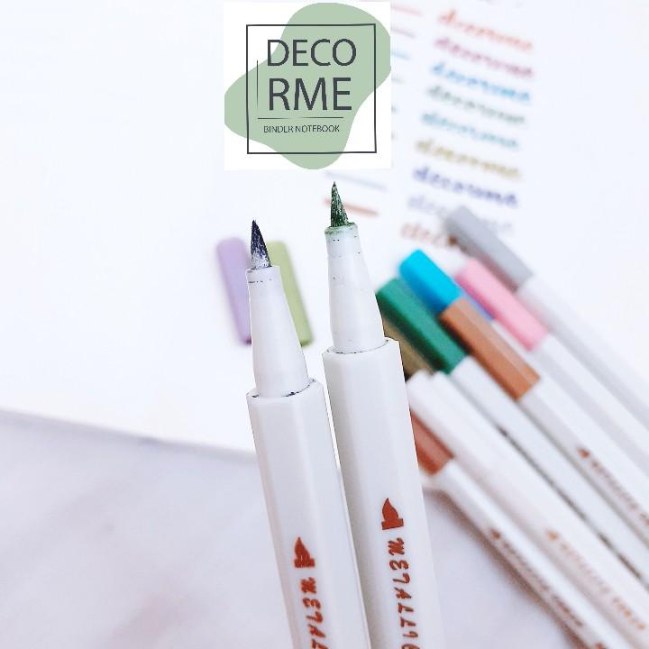 Bút brush pen màu metalic ánh kim nhiều màu phụ kiện văn phòng phẩm SJ