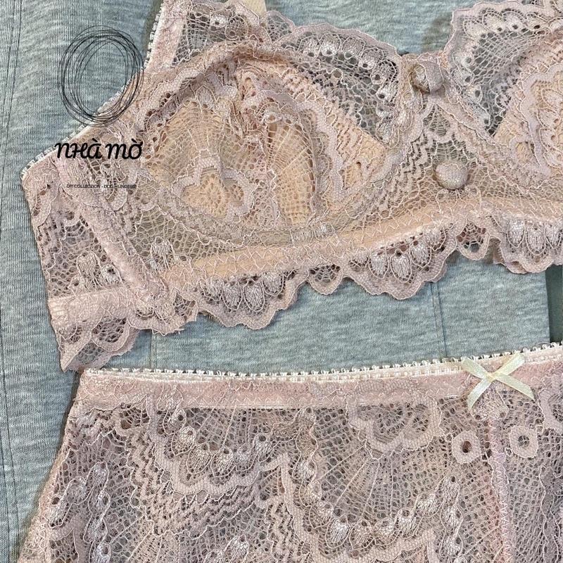 Set bra hồng đất CÁ CONCEPT đồ lót thiết kế có gọng không mút có lót nude đủ size