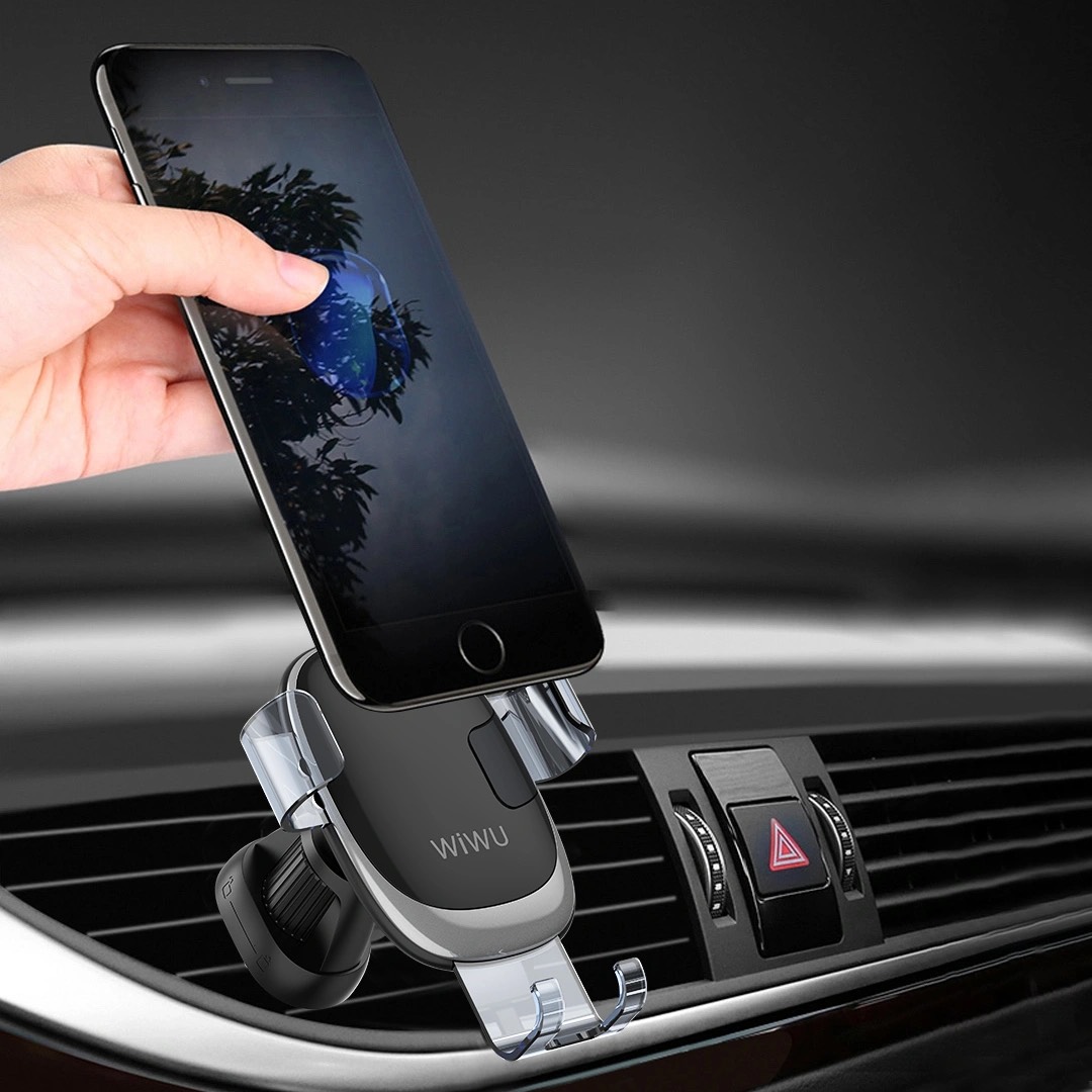 Giá đỡ Wiwu CH010 Car Mount cho điện thoại trên ô tô thiết kế móc đuôi nâng cấp hỗ trợ vững chắc - Hàng chính hãng