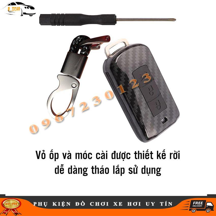 Bọc Chìa Khoá Carbon Mitsubishi Xpander, Outlander, Attrage, Mirage, Pajero Chìa Thông Minh