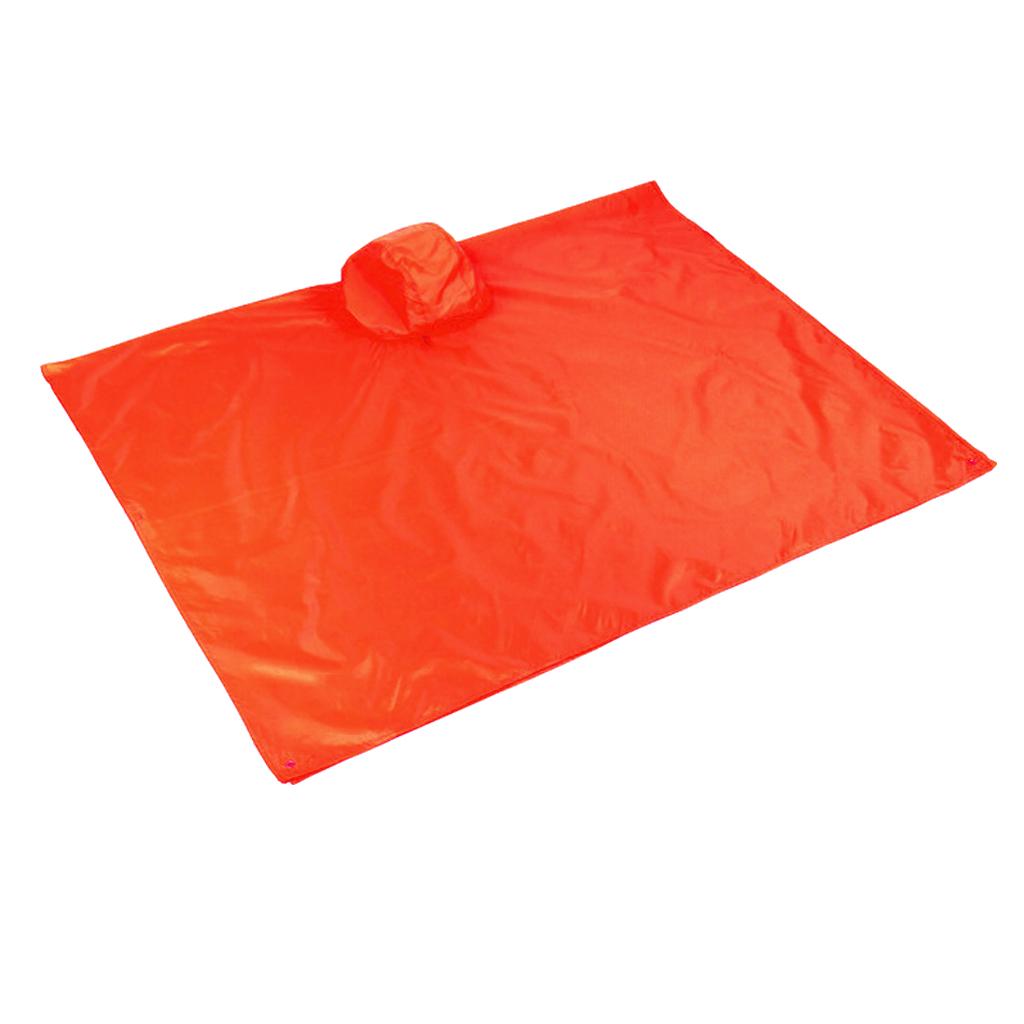 Outdoor 3in1 Raincoat Poncho Backpack Rain Cover Tent Mat Waterproof Orange