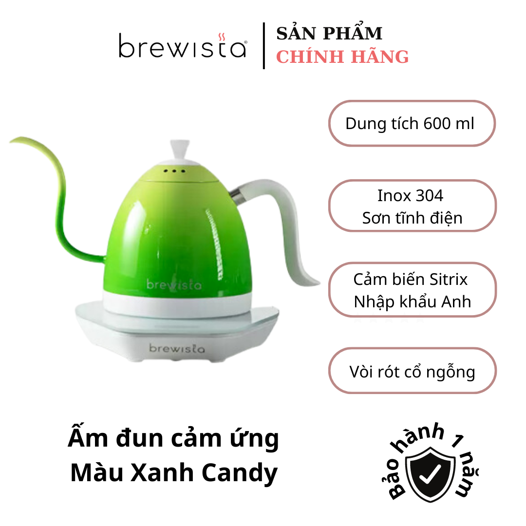 Ấm đun cảm ứng chuyên dụng rót cà phê Kettle 600ml - Candy xanh