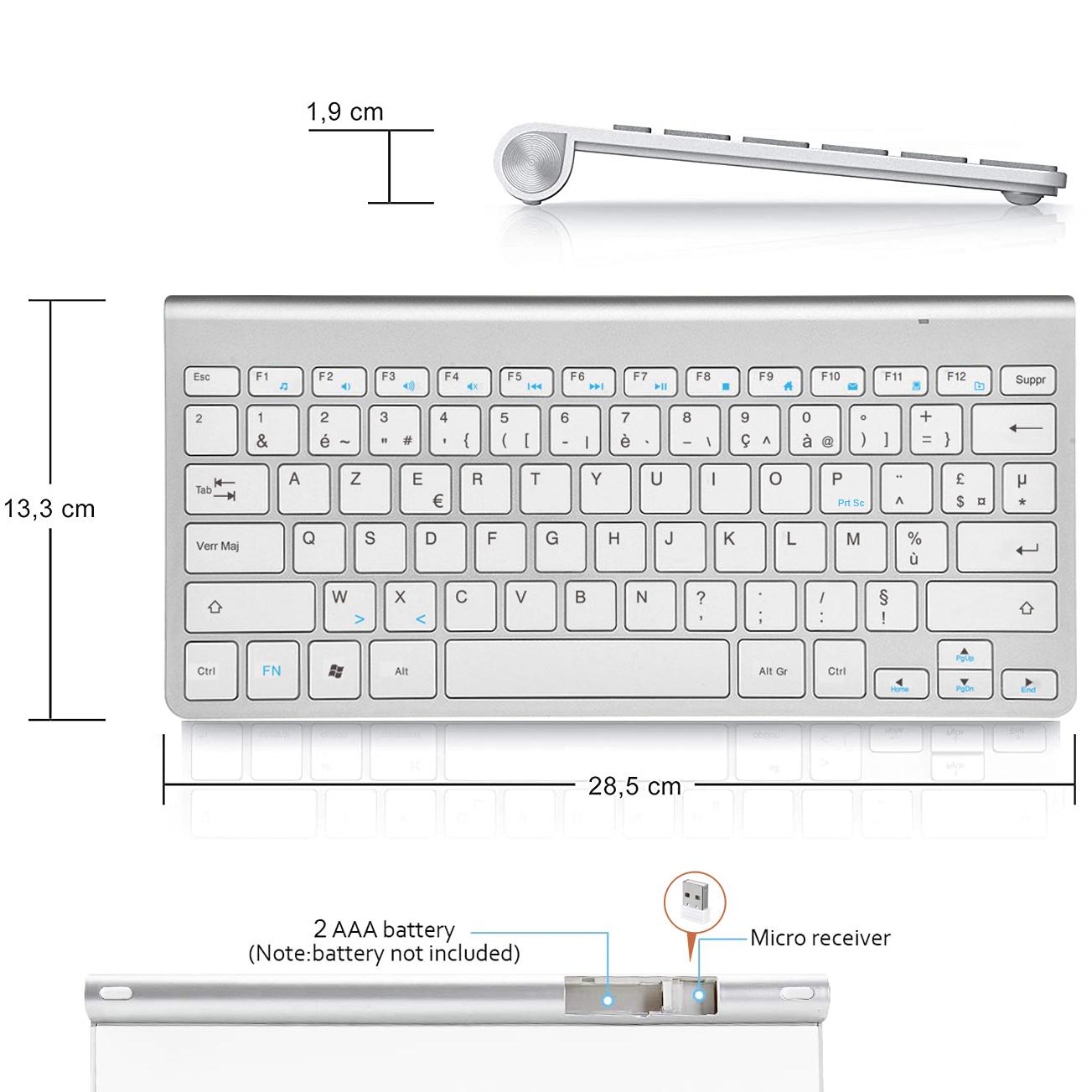 2.4G Pháp Không Dây Bàn Phím Siêu Mỏng  Bố Trí Bàn Phím Đa Phương Tiện Tiếng Ồn Thấp Cho Laptop Máy Tính Để Bàn Windows Smart Tivi